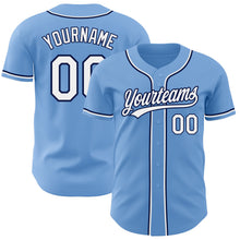 Load image into Gallery viewer, Custom Light Blue White-Navy Authentic Baseball Jersey