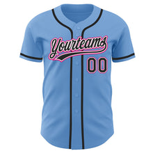 Load image into Gallery viewer, Custom Light Blue Black-Hot Pink Authentic Baseball Jersey