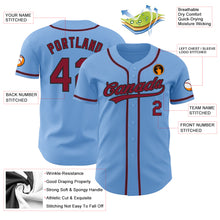 Load image into Gallery viewer, Custom Light Blue Crimson-Black Authentic Baseball Jersey