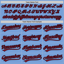 Load image into Gallery viewer, Custom Light Blue Crimson-Black Authentic Baseball Jersey