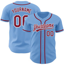 Load image into Gallery viewer, Custom Light Blue Crimson-White Authentic Baseball Jersey