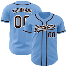 Load image into Gallery viewer, Custom Light Blue Brown-White Authentic Baseball Jersey