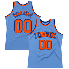 Load image into Gallery viewer, Custom Light Blue Orange-Royal Authentic Throwback Basketball Jersey