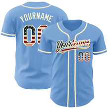 Load image into Gallery viewer, Custom Light Blue Vintage USA Flag-Cream Authentic Baseball Jersey
