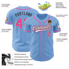 Load image into Gallery viewer, Custom Light Blue White Pinstripe Pink-Black Authentic Baseball Jersey