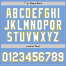 Load image into Gallery viewer, Custom Light Blue White Pinstripe White-Gold Authentic Baseball Jersey