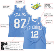 Load image into Gallery viewer, Custom Light Blue White Pinstripe White Authentic Basketball Jersey