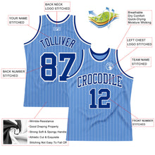 Load image into Gallery viewer, Custom Light Blue White Pinstripe Royal Authentic Basketball Jersey