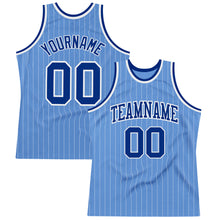 Load image into Gallery viewer, Custom Light Blue White Pinstripe Royal Authentic Basketball Jersey