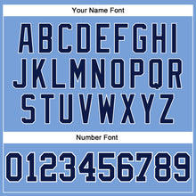 Load image into Gallery viewer, Custom Light Blue White Pinstripe Navy Authentic Basketball Jersey