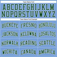 Load image into Gallery viewer, Custom Light Blue White Pinstripe Green Authentic Basketball Jersey