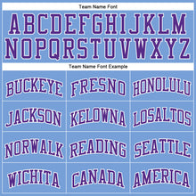 Load image into Gallery viewer, Custom Light Blue White Pinstripe Purple Authentic Basketball Jersey
