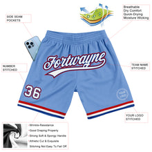 Load image into Gallery viewer, Custom Light Blue White Royal-Red Authentic Throwback Basketball Shorts