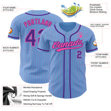 Load image into Gallery viewer, Custom Light Blue Pink Pinstripe Purple Authentic Baseball Jersey