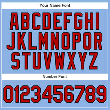 Load image into Gallery viewer, Custom Light Blue Red Pinstripe Black Authentic Baseball Jersey