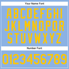 Load image into Gallery viewer, Custom Light Blue Yellow Pinstripe Yellow Authentic Baseball Jersey