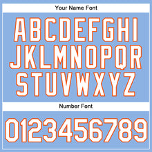 Load image into Gallery viewer, Custom Light Blue White Pinstripe Orange Authentic Baseball Jersey