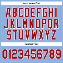 Load image into Gallery viewer, Custom Light Blue White Pinstripe Red Authentic Baseball Jersey