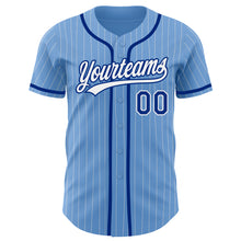 Load image into Gallery viewer, Custom Light Blue White Pinstripe Royal Authentic Baseball Jersey