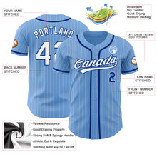 Load image into Gallery viewer, Custom Light Blue White Pinstripe Royal Authentic Baseball Jersey