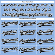 Load image into Gallery viewer, Custom Light Blue White Pinstripe Black Authentic Baseball Jersey