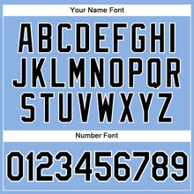 Load image into Gallery viewer, Custom Light Blue White Pinstripe Black Authentic Baseball Jersey