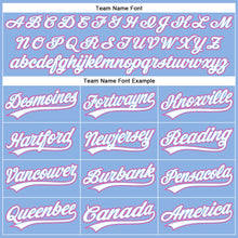 Load image into Gallery viewer, Custom Light Blue White Pinstripe Pink Authentic Baseball Jersey