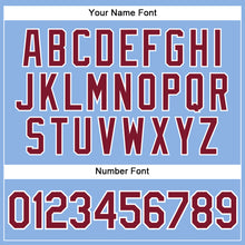 Load image into Gallery viewer, Custom Light Blue White Pinstripe Crimson Authentic Baseball Jersey