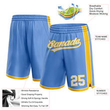 Load image into Gallery viewer, Custom Light Blue White-Yellow Authentic Basketball Shorts