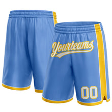 Load image into Gallery viewer, Custom Light Blue White-Yellow Authentic Basketball Shorts