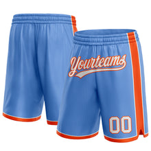 Load image into Gallery viewer, Custom Light Blue White-Orange Authentic Basketball Shorts