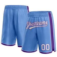 Load image into Gallery viewer, Custom Light Blue White-Purple Authentic Basketball Shorts