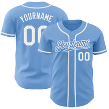 Load image into Gallery viewer, Custom Light Blue White Authentic Baseball Jersey