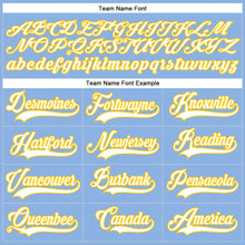 Load image into Gallery viewer, Custom Light Blue White-Yellow Hockey Lace Neck Jersey