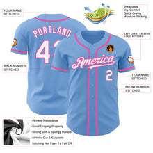 Load image into Gallery viewer, Custom Light Blue White-Pink Authentic Baseball Jersey