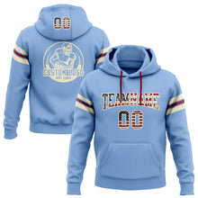 Load image into Gallery viewer, Custom Stitched Light Blue Vintage USA Flag Cream-Crimson Football Pullover Sweatshirt Hoodie