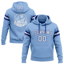 Load image into Gallery viewer, Custom Stitched Light Blue White-Royal Football Pullover Sweatshirt Hoodie