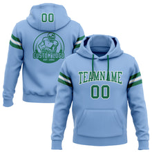 Load image into Gallery viewer, Custom Stitched Light Blue Kelly Green-White Football Pullover Sweatshirt Hoodie