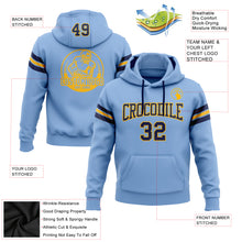 Load image into Gallery viewer, Custom Stitched Light Blue Navy-Gold Football Pullover Sweatshirt Hoodie