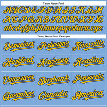 Load image into Gallery viewer, Custom Light Blue Yellow-Navy Authentic Baseball Jersey