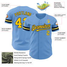 Load image into Gallery viewer, Custom Light Blue Yellow-Black Authentic Baseball Jersey