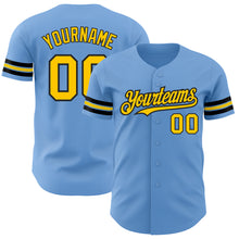 Load image into Gallery viewer, Custom Light Blue Yellow-Black Authentic Baseball Jersey