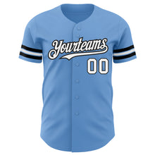 Load image into Gallery viewer, Custom Light Blue White-Black Authentic Baseball Jersey