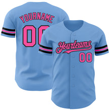 Load image into Gallery viewer, Custom Light Blue Pink-Black Authentic Baseball Jersey