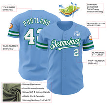 Load image into Gallery viewer, Custom Light Blue White-Kelly Green Authentic Baseball Jersey