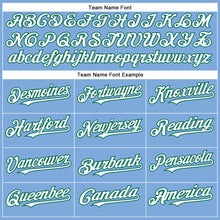 Load image into Gallery viewer, Custom Light Blue White-Kelly Green Authentic Baseball Jersey
