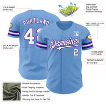 Load image into Gallery viewer, Custom Light Blue White-Purple Authentic Baseball Jersey
