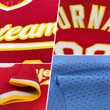 Load image into Gallery viewer, Custom Light Blue Red-Black Authentic Throwback Baseball Jersey