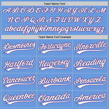 Load image into Gallery viewer, Custom Light Blue White-Purple Authentic Throwback Baseball Jersey