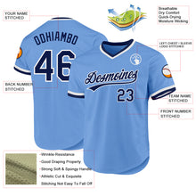 Load image into Gallery viewer, Custom Light Blue Navy-White Authentic Throwback Baseball Jersey